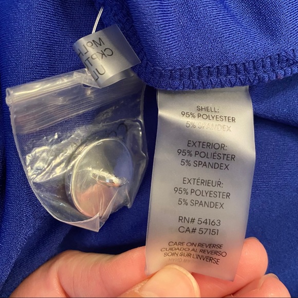 Calvin Klein blue sleeveless blouse with decorative shoulder buttons - Picture 5 of 7